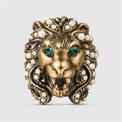 gucci lion head ring|gucci heart and cross ring.